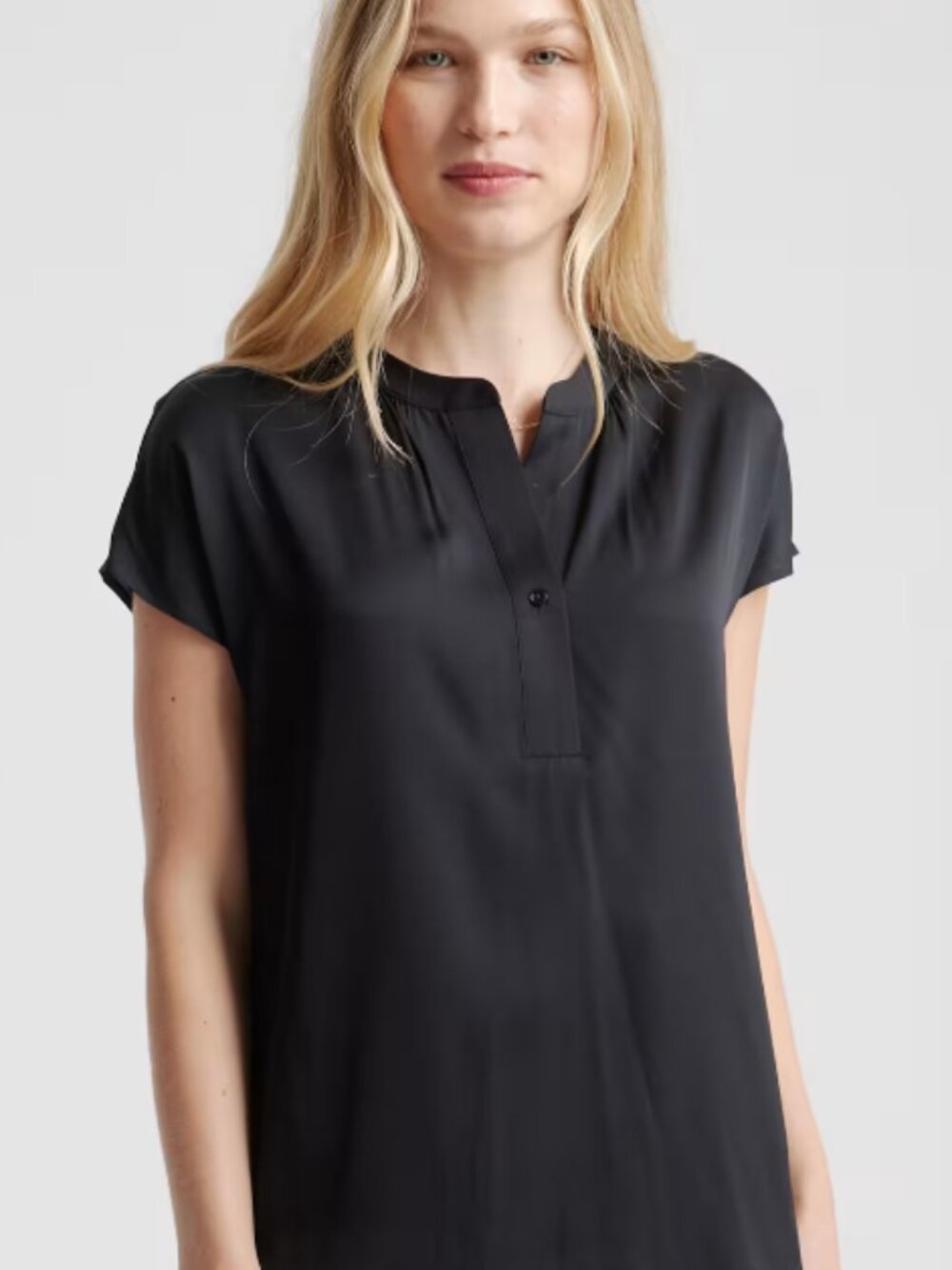 Quince Washable Stretch Silk Dolman Sleeve Black Blouse XS